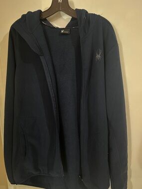 Spyder Men's Navy Hooded Fleece Jacket